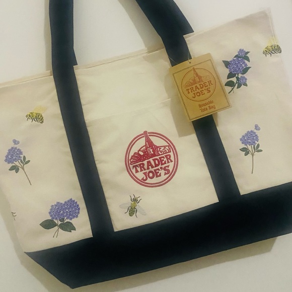 NWT Trader Joe’s canvas tote with embroidery - Picture 6 of 13